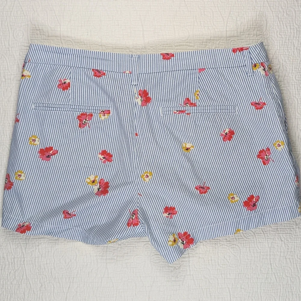 Old Navy Pinstripe‎ With Floral Shorts Blue/White/Red Women's 12